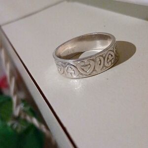 Sterling Silver Hand Stamped Vintage Band Ring Pretty Pattern